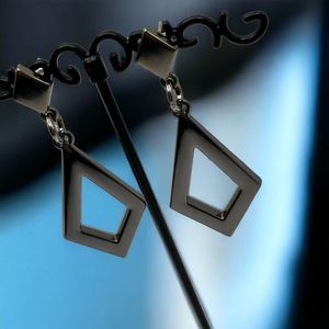 Geometric Drop Steel Gray Metal Earrings!